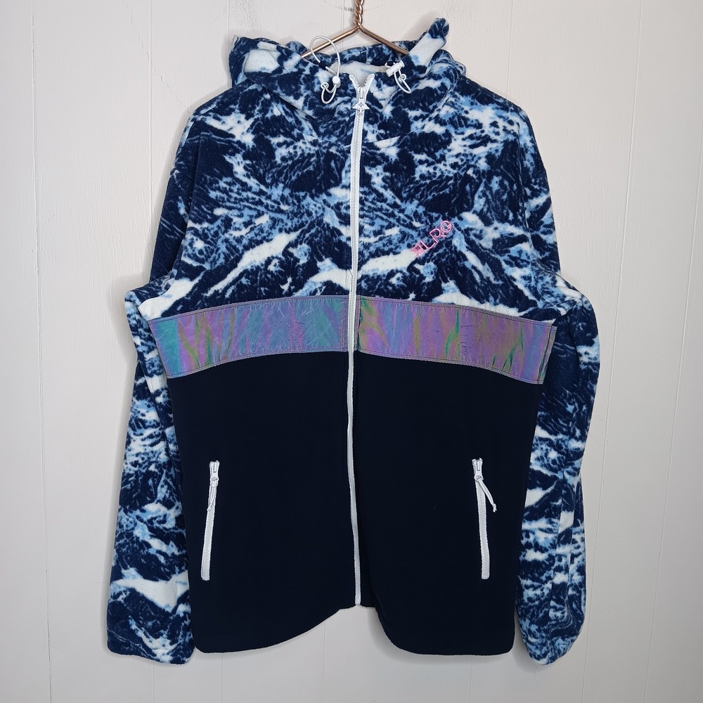 LRG Lifted Research Group Fleece Jacket L Navy Mountain Reflective Streetwear